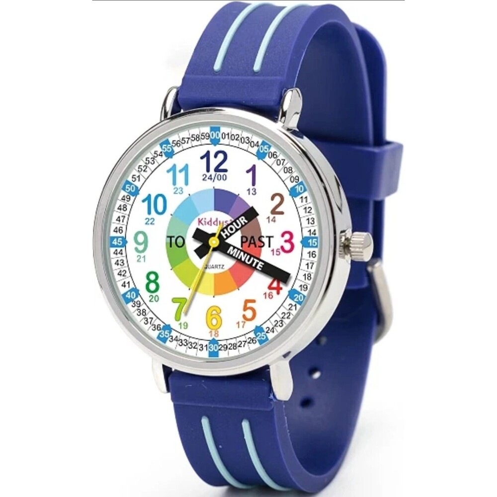 Kiddus Easy Learning Kids Watch Blue Time Teacher Analog Quartz New Educational